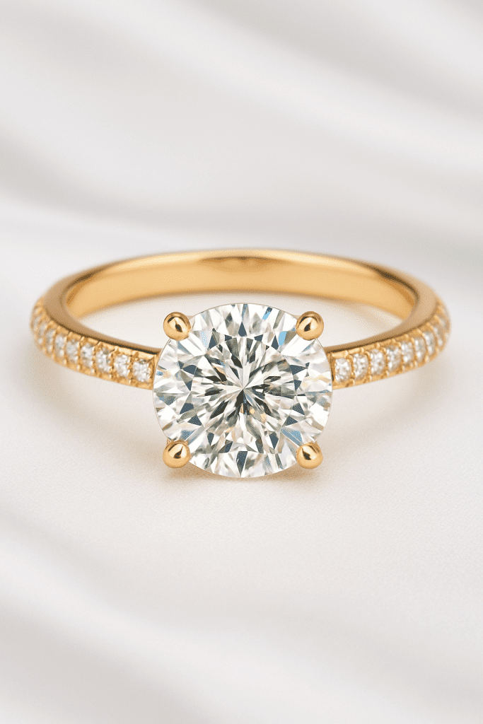 yellow gold ring diamond retouched