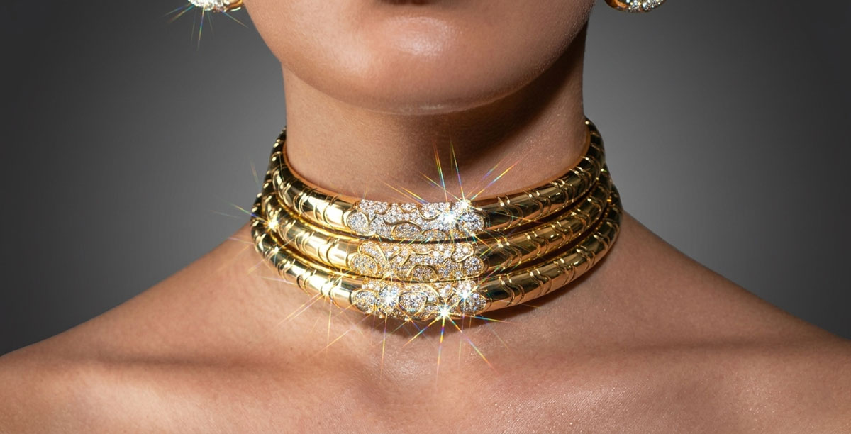 retouched necklace after gold diamonds